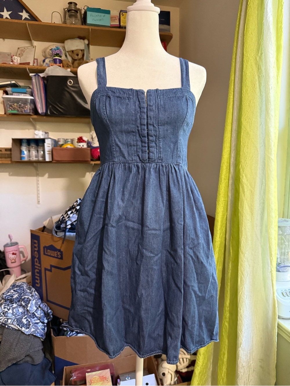 Mossimo Supply Co. Blue Denim Button-Front Midi Sundress